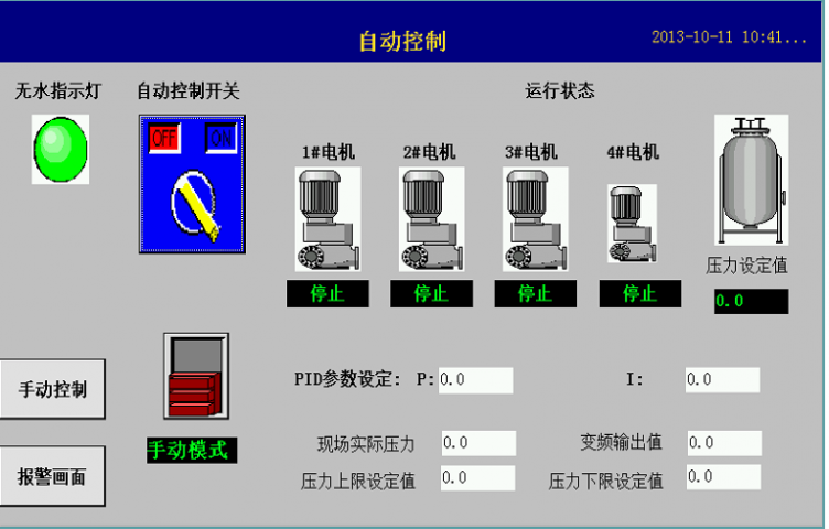 廠區恒壓供水智能控制系統（H7-200 PLC）